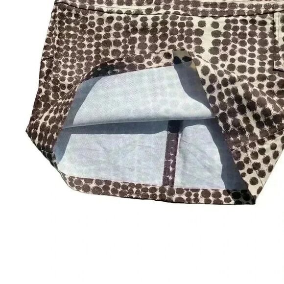 Ideology Women's Ivory & Brown Poly Circle Print Straight Skirt w Stud Accents - Picture 12 of 14